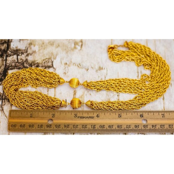 22 inch, Vintage Victorian Chain Link Gold Tone Multistrand Necklace - B17 - Picture 3 of 3